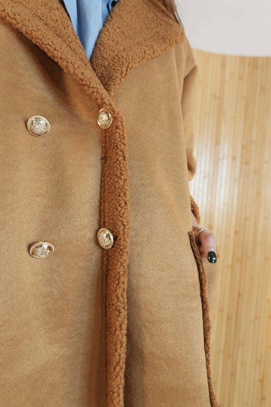 Aviator Oversized Shearling Jacket Tan /10=